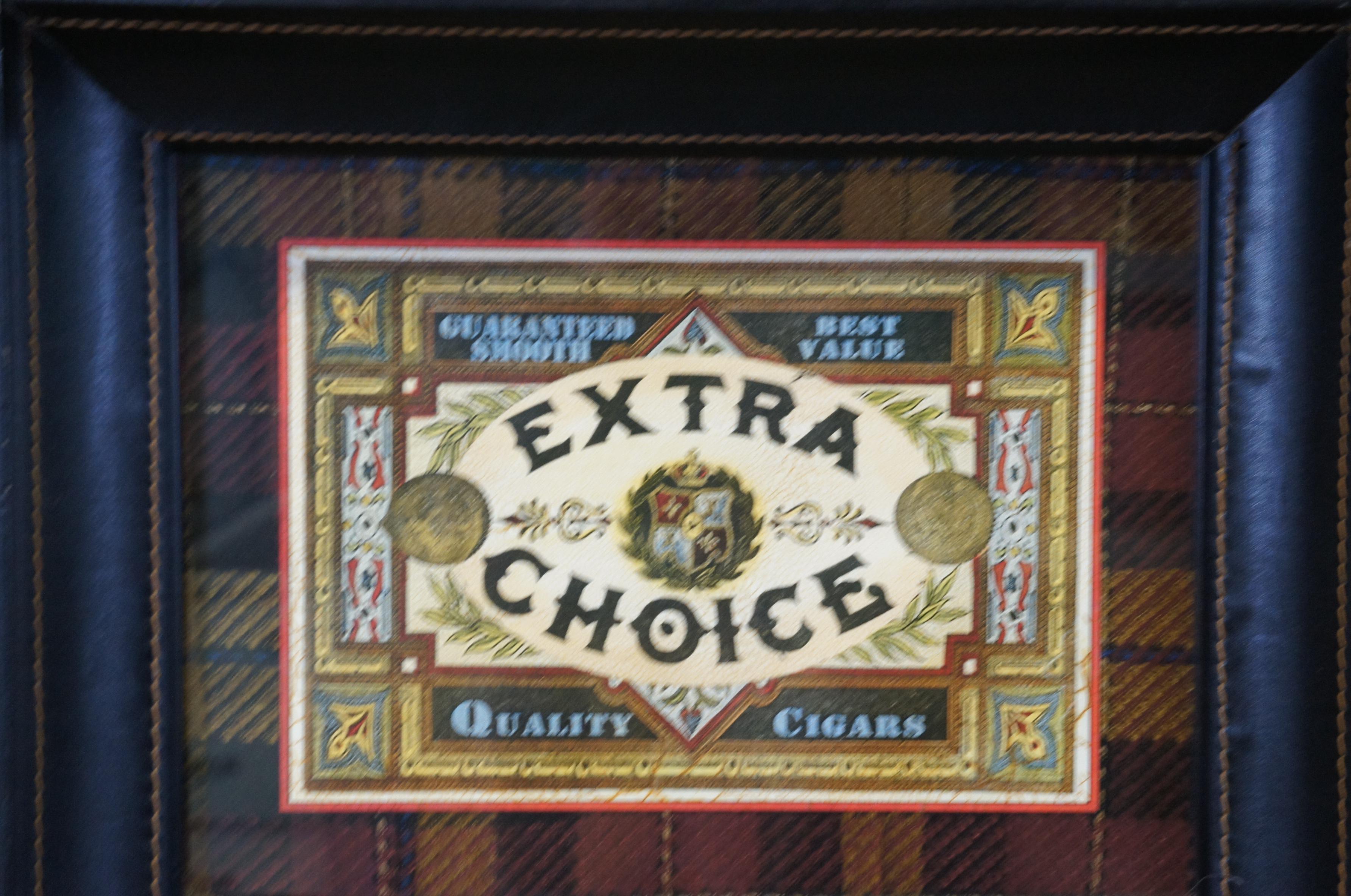Paper Bombay Company El Matador & Extra Choice Crackled Cigar Art Wall Artwork Framed For Sale