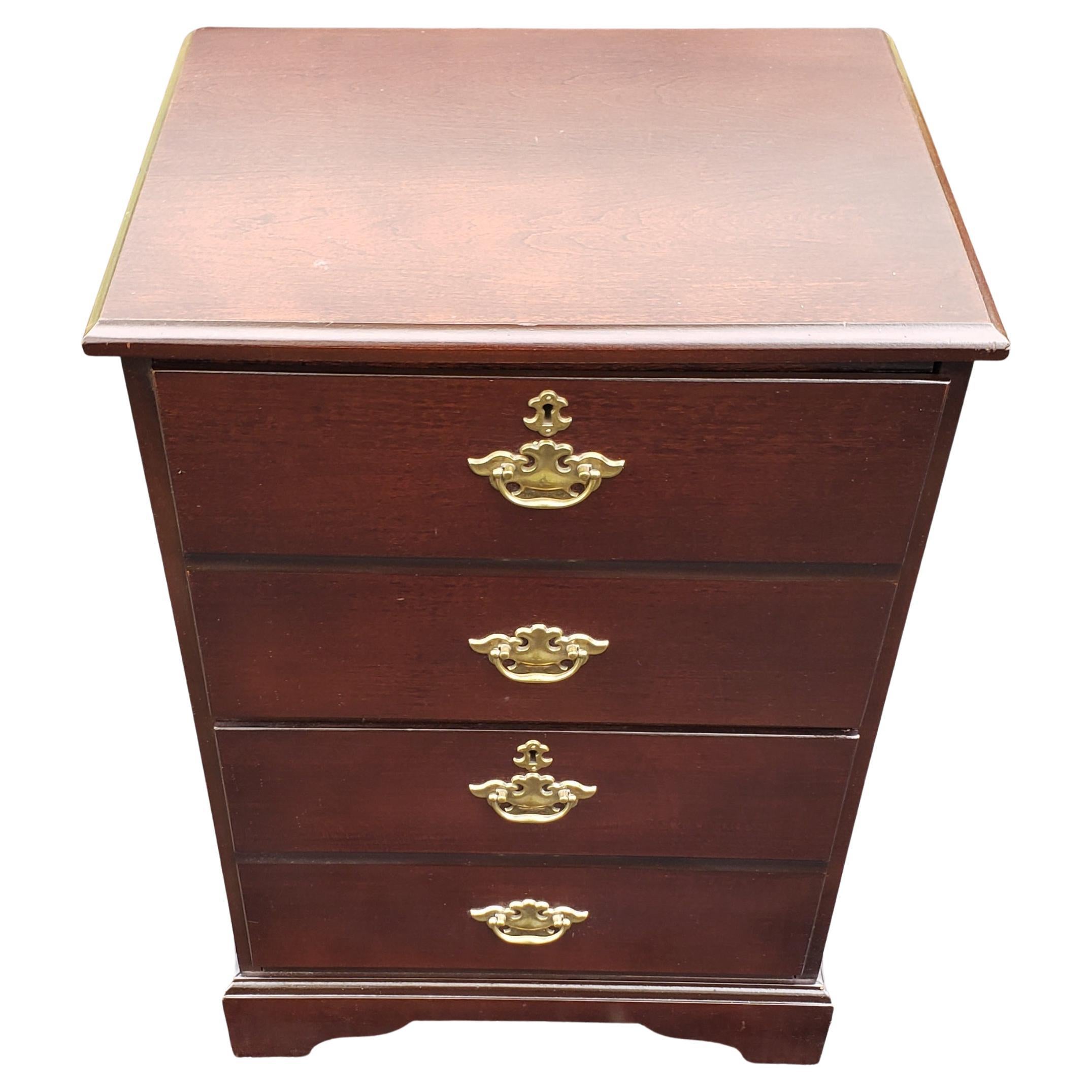 Brass Bombay Furniture Late 20th Century Chippendale Mahogany 2-Drawer Filing Cabinet