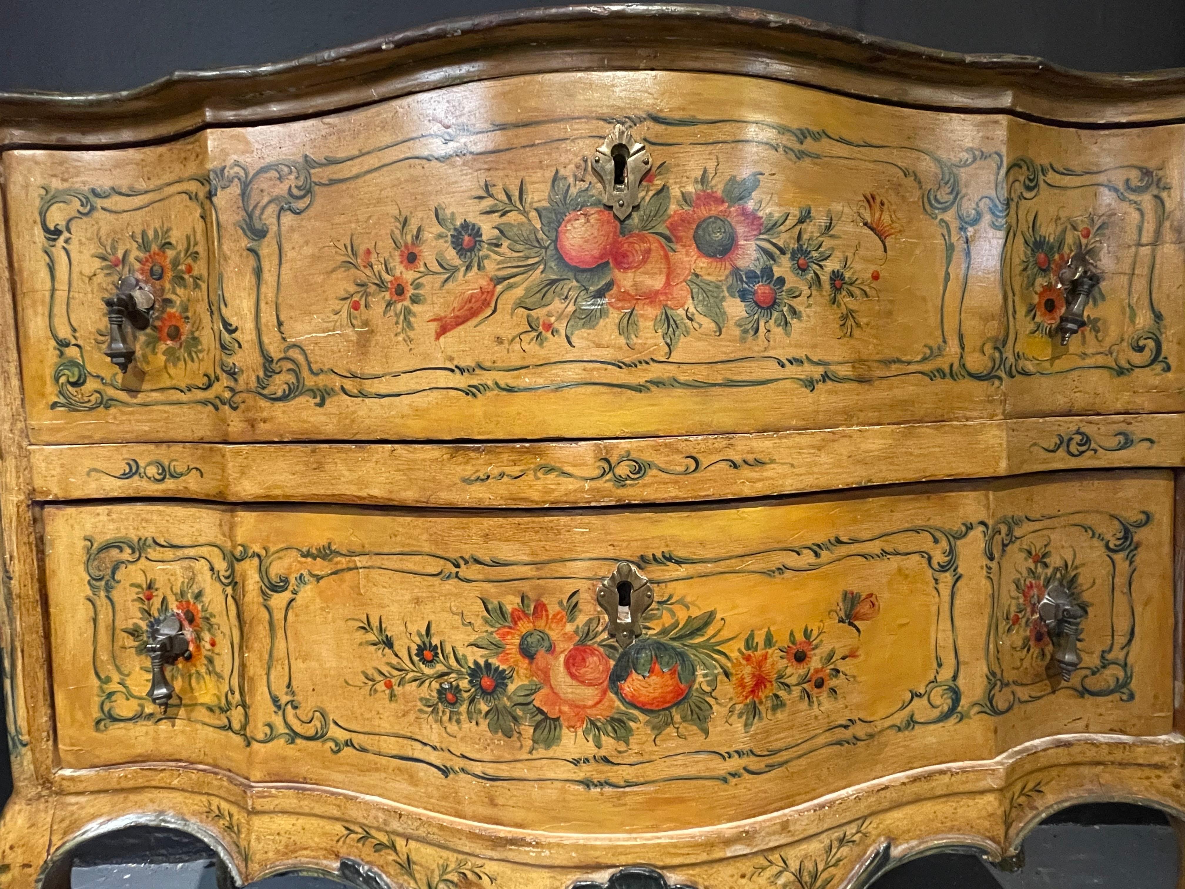 20th Century Bombay Italian Commode, Chest Dresser Paint Decorated, 18th-19th Century