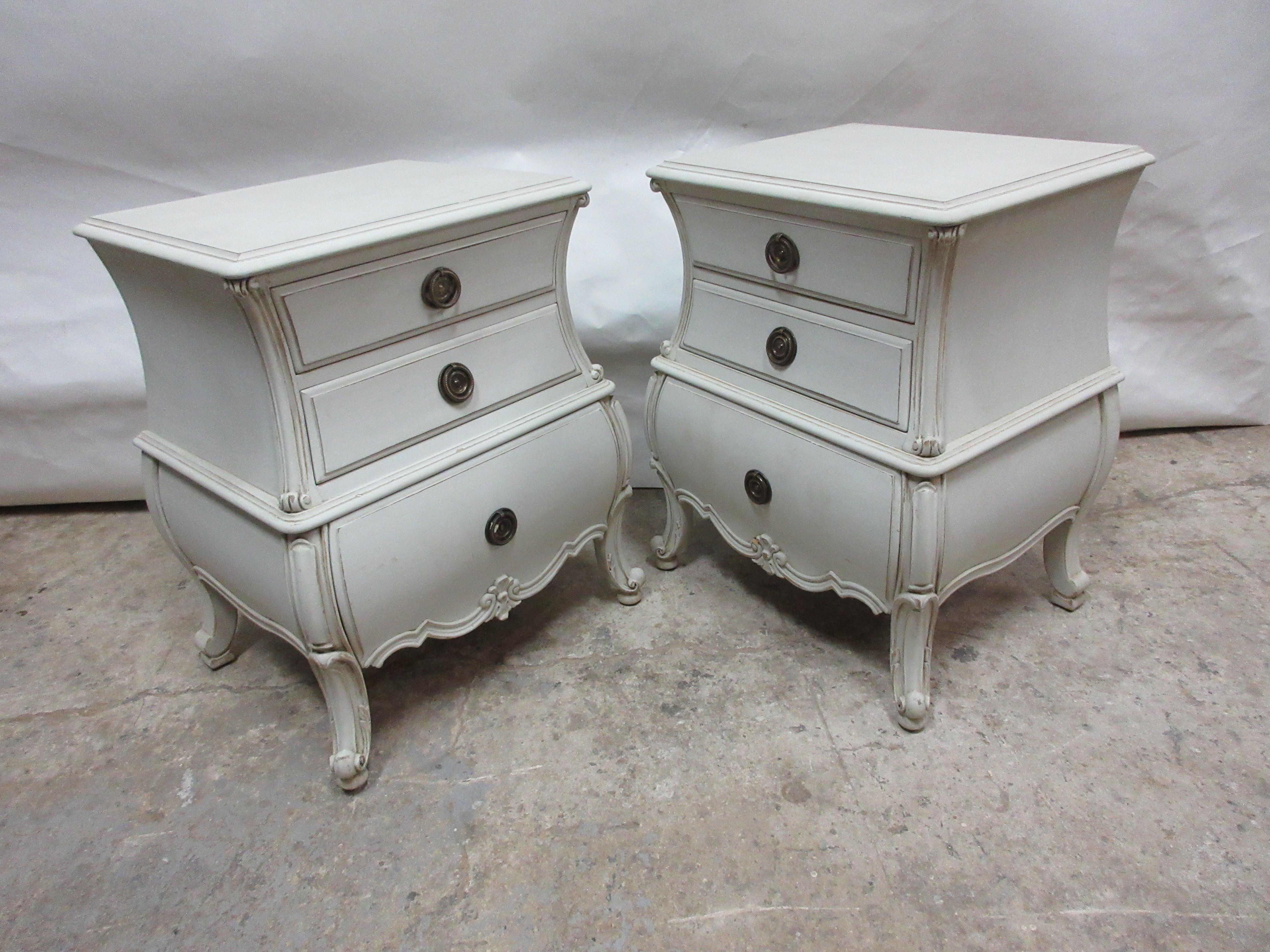 This is a very cool set of Bombay nightstands, they have been restored and repainted with Milk Paints 