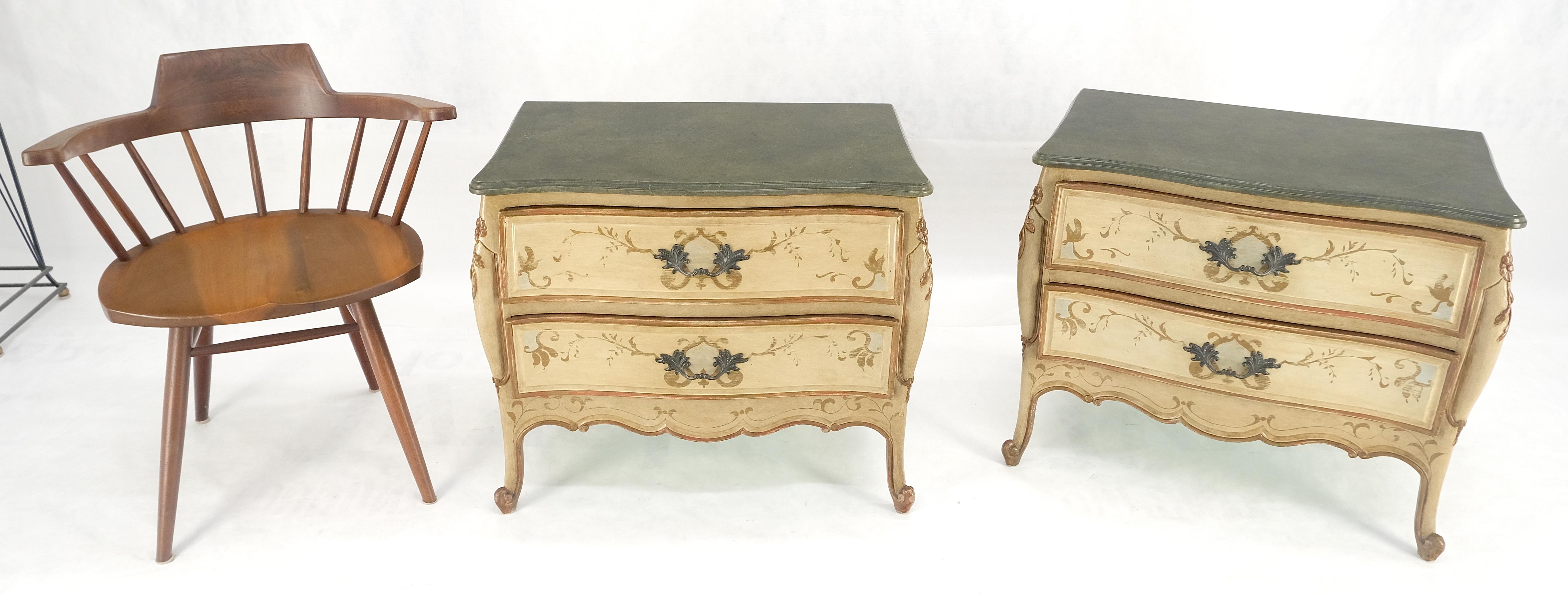 Bombay Paint Decorated Faux Marble Top Two Drawers Night Stands End Tables MINT! in vendita 3