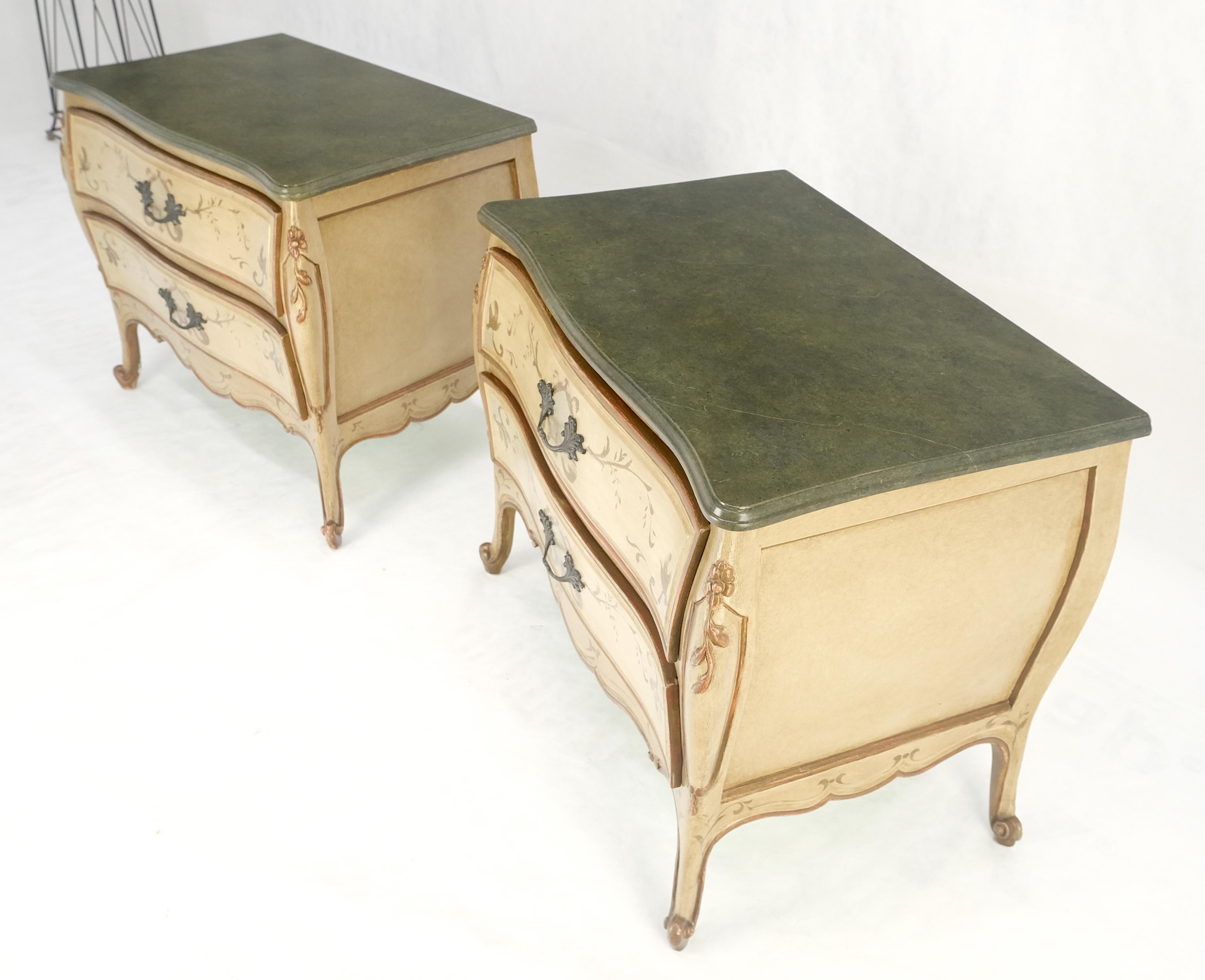 Bombay Paint Decorated Faux Marble Top Two Drawers Night Stands End Tables MINT! in vendita 5