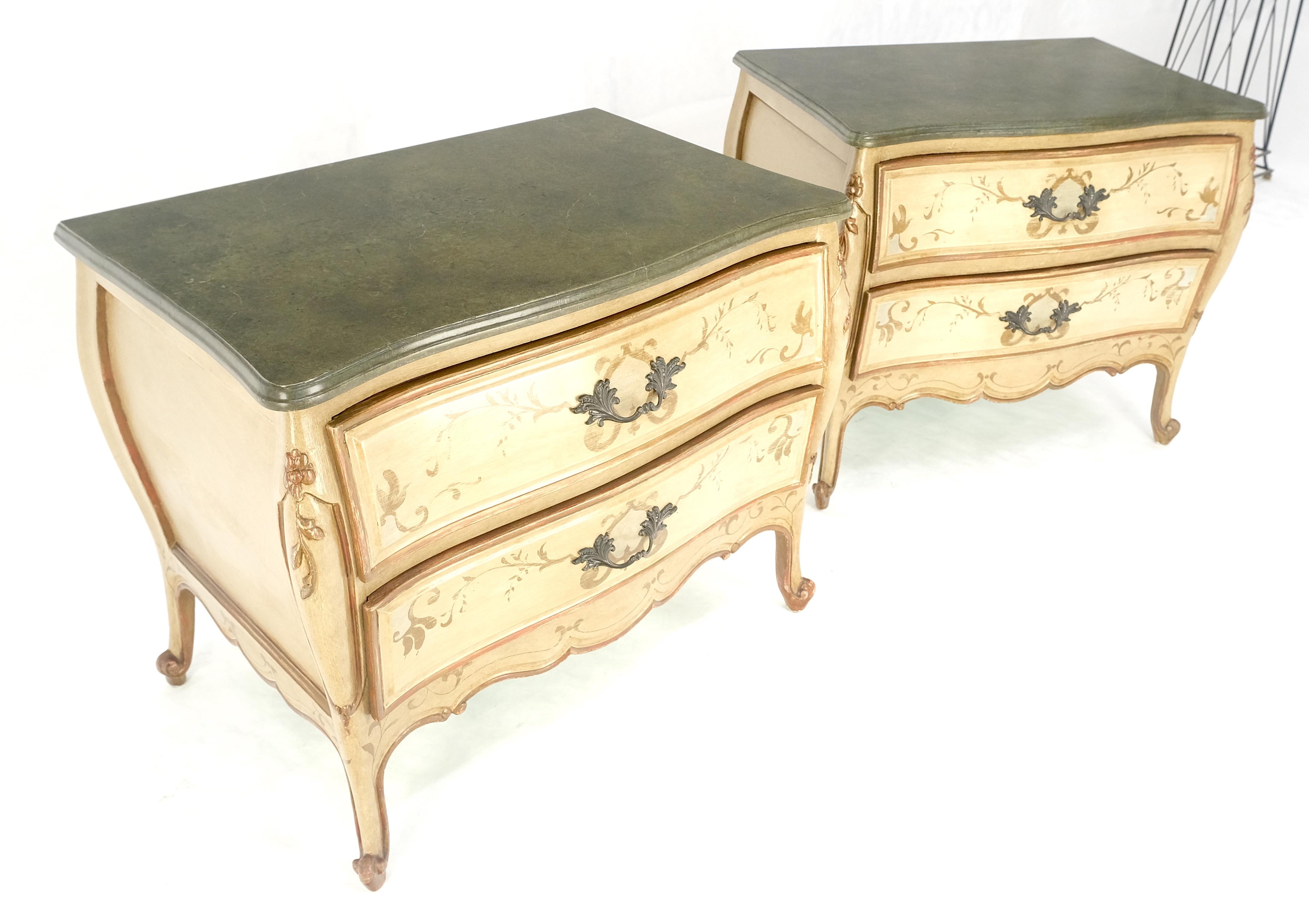 Bombay Paint Decorated Faux Marble Top Two Drawers Night Stands End Tables MINT! in vendita 6