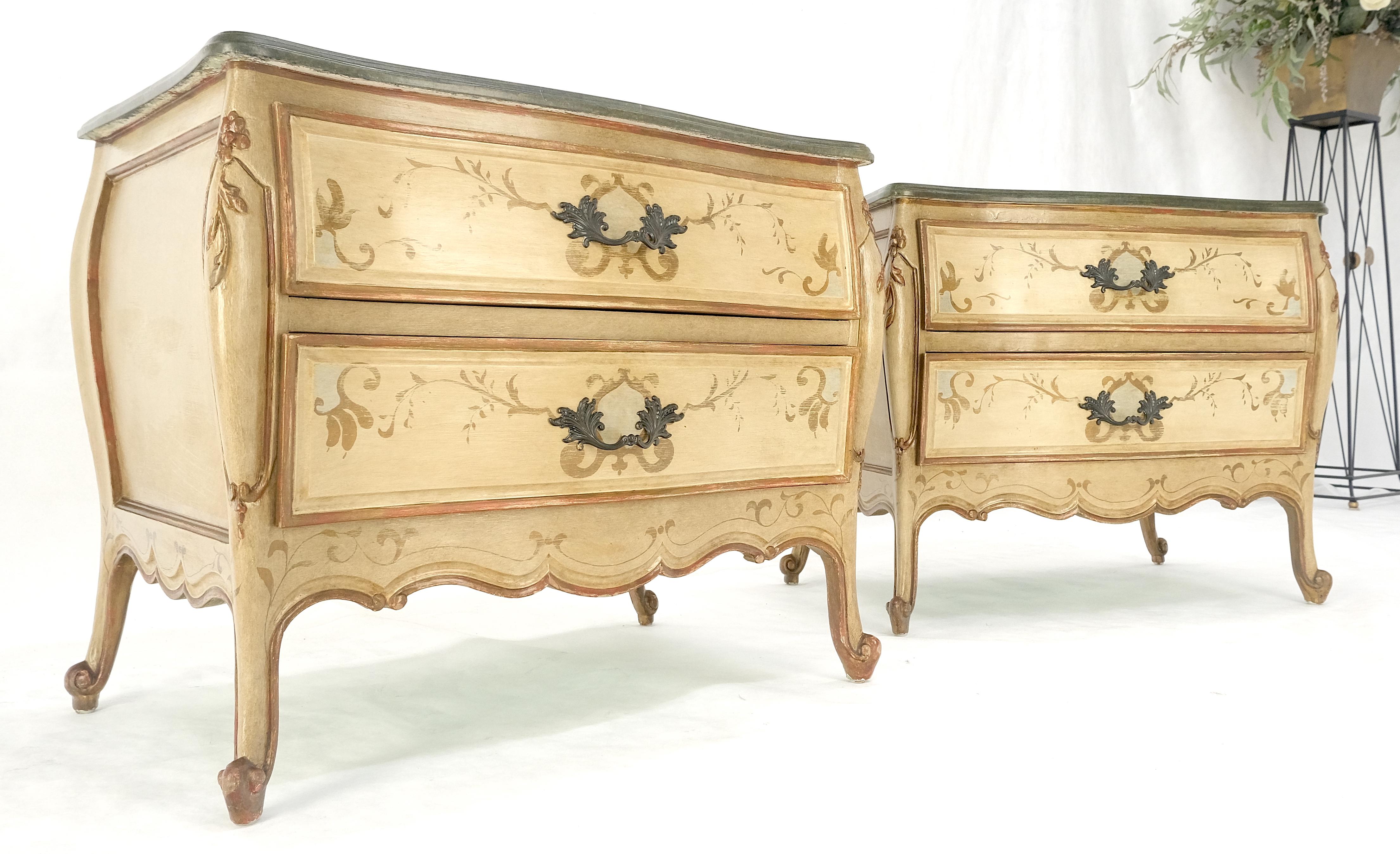 Bombay Paint Decorated Faux Marble Top Two Drawers Night Stands End Tables MINT! in vendita 7