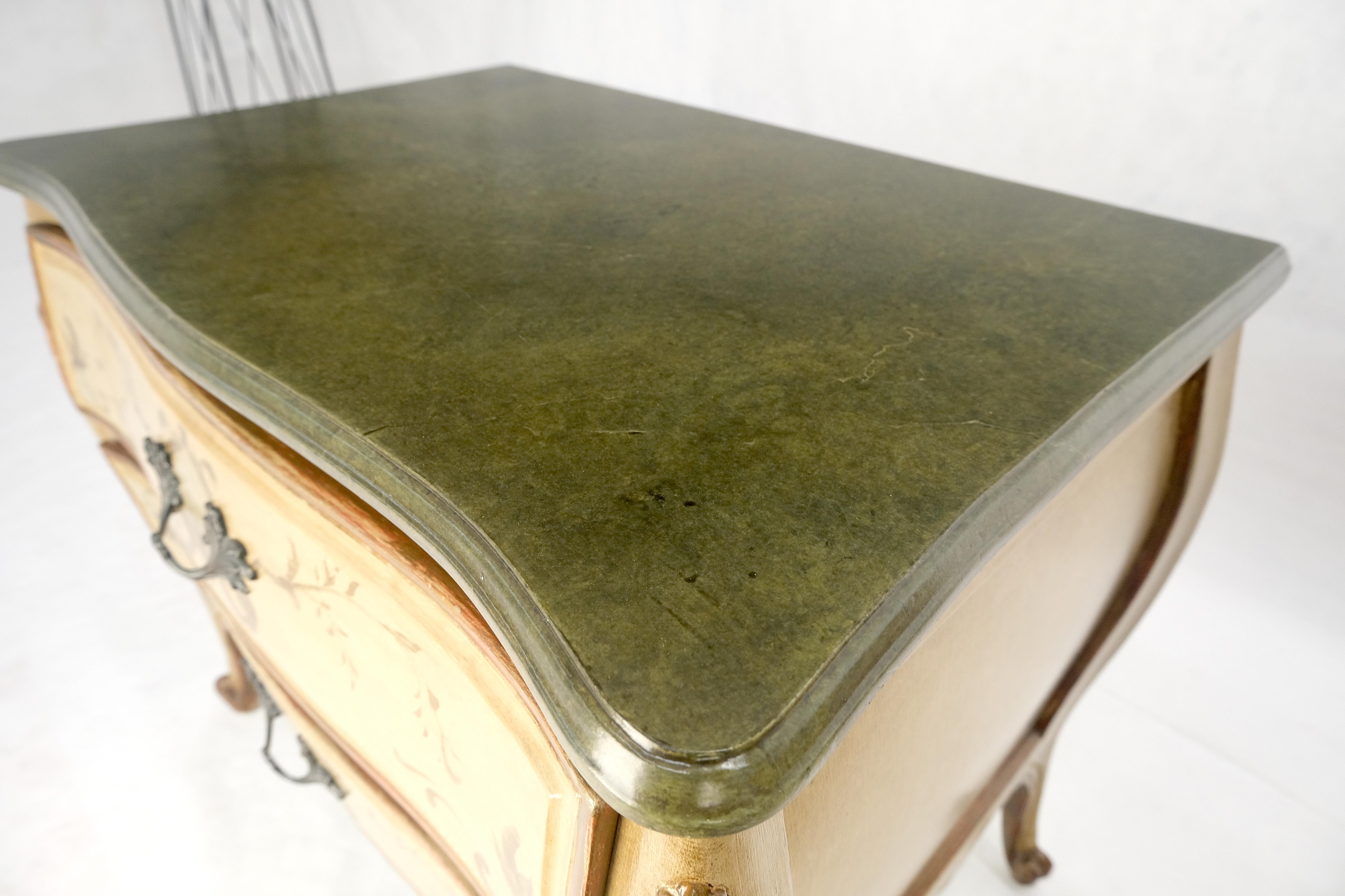Laccato Bombay Paint Decorated Faux Marble Top Two Drawers Night Stands End Tables MINT! in vendita