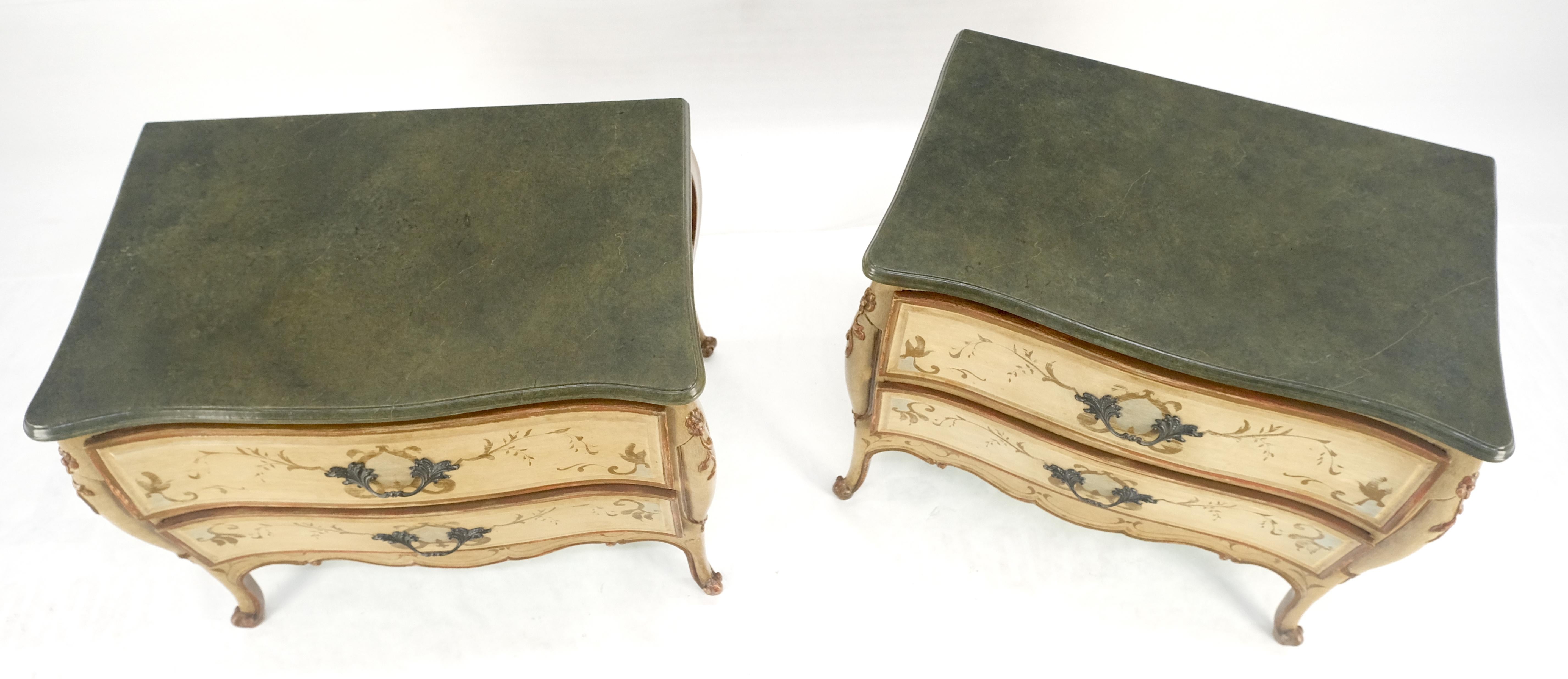 Bombay Paint Decorated Faux Marble Top Two Drawers Night Stands End Tables MINT! in vendita 2