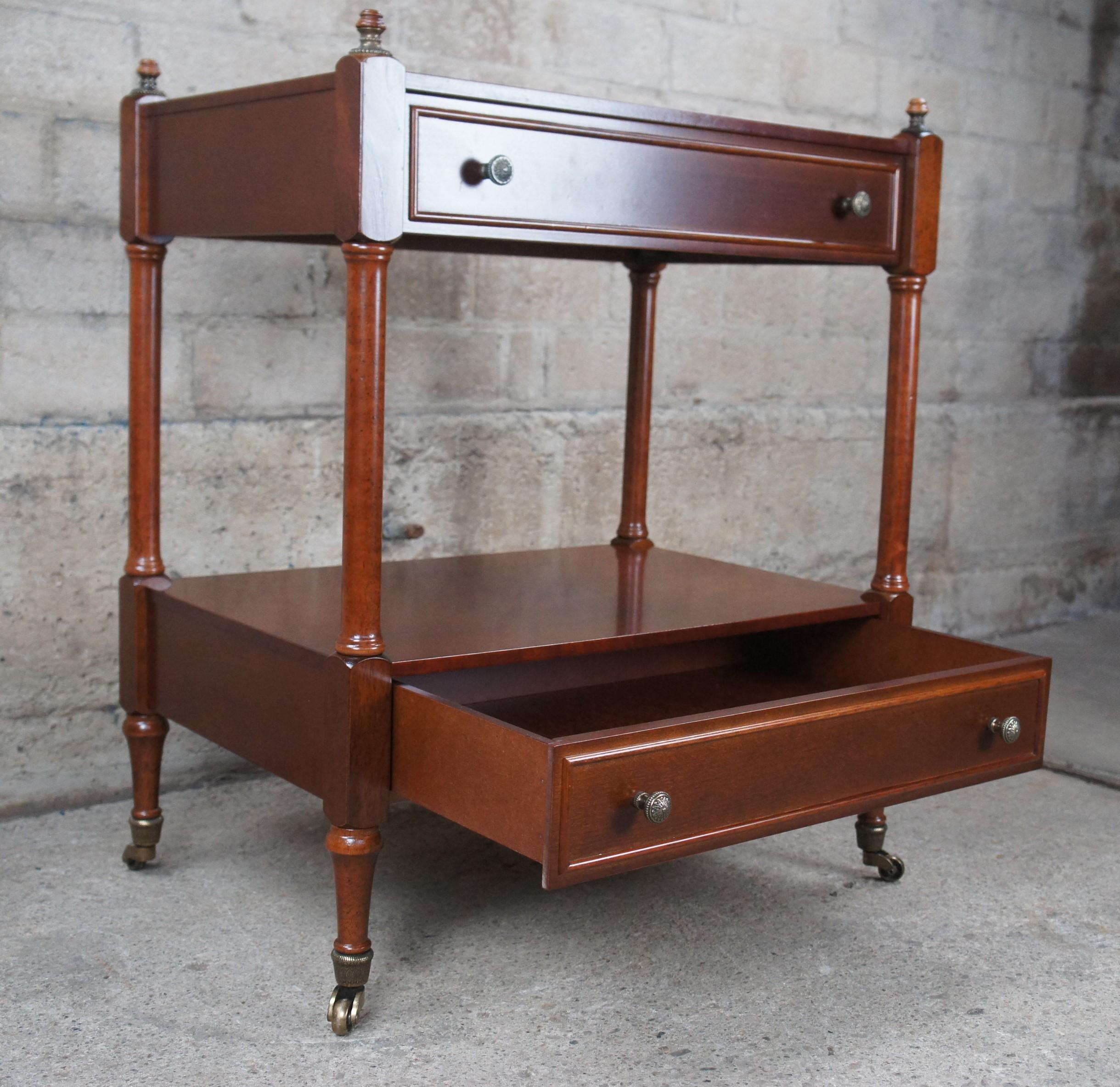 Late 20th Century Bombay Traditional Regency Style Cherry Finish Two Tier Side End Table