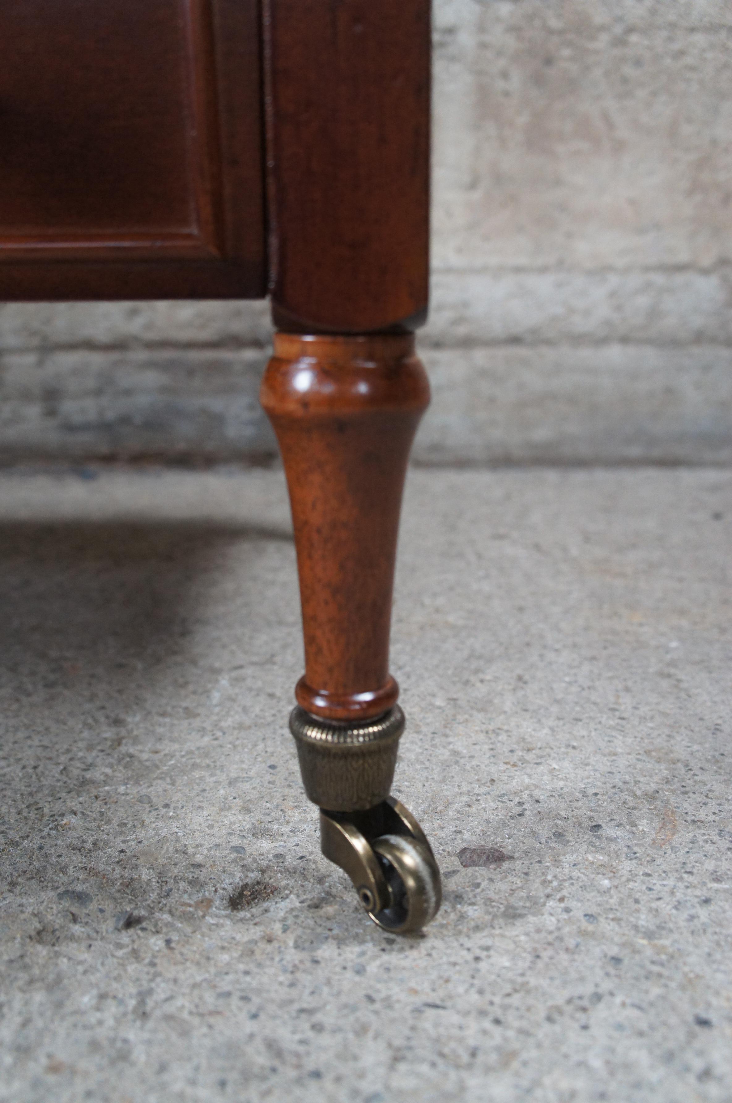 Brass Bombay Traditional Regency Style Cherry Finish Two Tier Side End Table