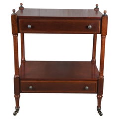 Retro Bombay Traditional Regency Style Cherry Finish Two Tier Side End Table