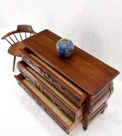 Bombe Country French Carved Cherry 3 Drawer Dresser Brass Hardware Pulls Mint!