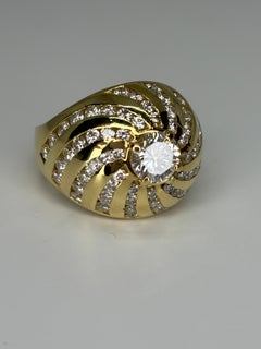 Bombe Diamond Ring/18k Yellow Heavy Gold Ring/Cocktail/Statement Ring