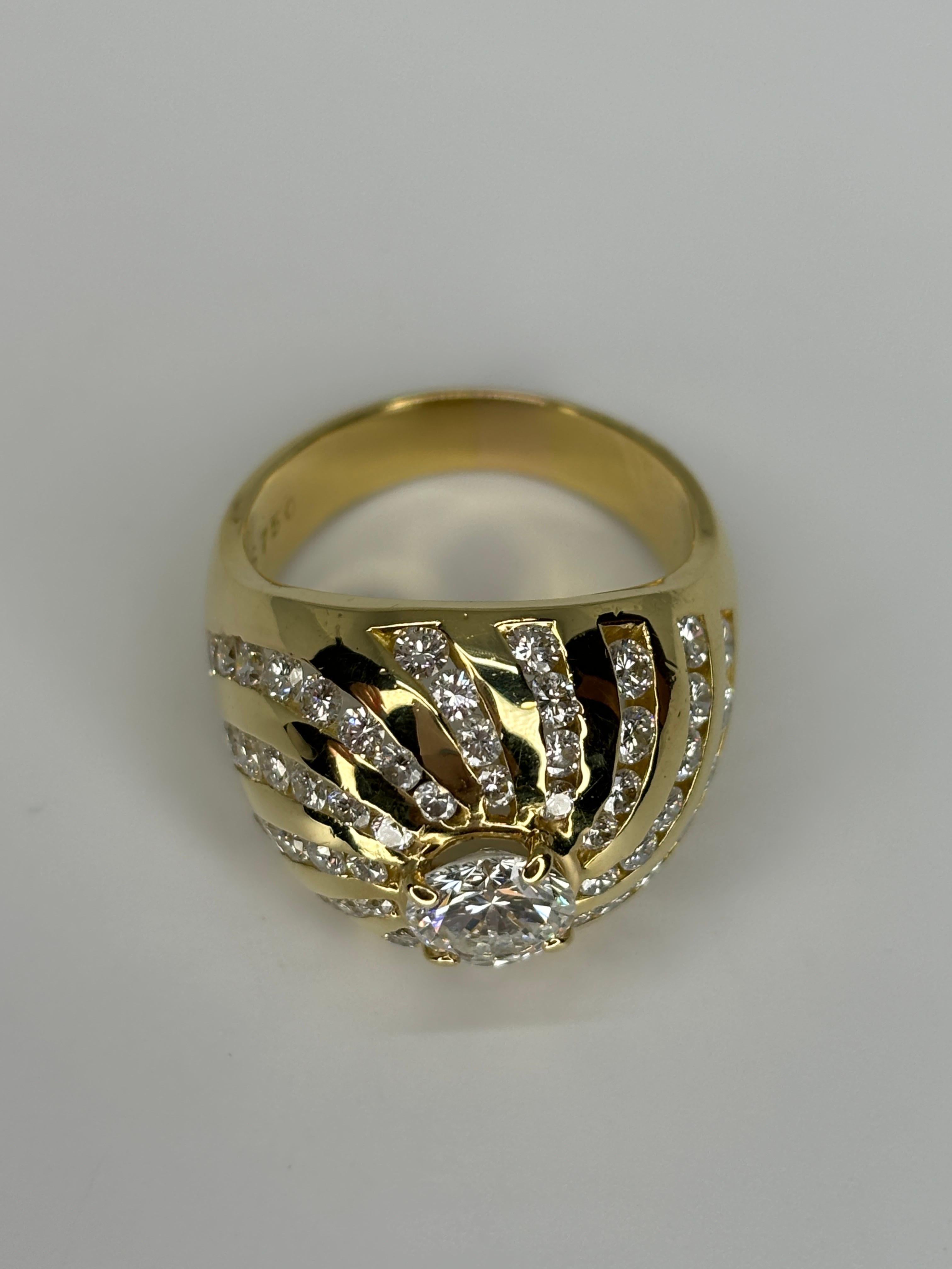 Bombe Diamond Ring/18k Yellow Heavy Gold Ring/Cocktail/Statement Ring In Good Condition For Sale In Bernardsville, NJ
