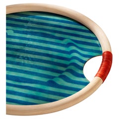Tray Bombè - enameled copper and woven rattan