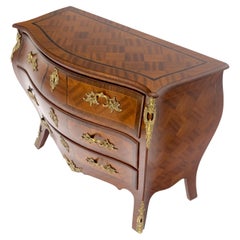 Bombe French Parquetry Top Bronze Mount Ormolu Mount 3 Drawers Dresser MINT