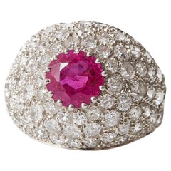 1.90ct Ruby and 2.95ct Diamond Bombé Ring by CF Carlman, Stockholm, 1971