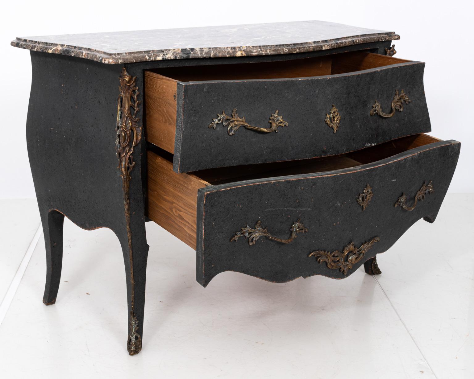 Mid-19th Century Bombe Style Commode with Marble Top For Sale