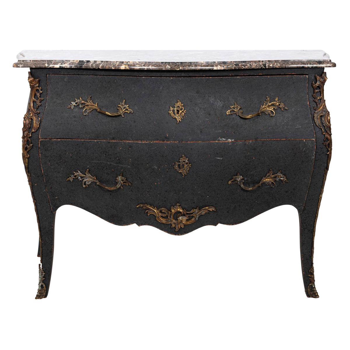 Bombe Style Commode with Marble Top For Sale