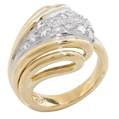 Vintage Bombe Style Diamond 18 Karat Yellow Gold Ring