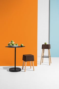 Bombetta Stool Cube Low, with Ash Legs and Dark Cork Seat by Discipline Lab