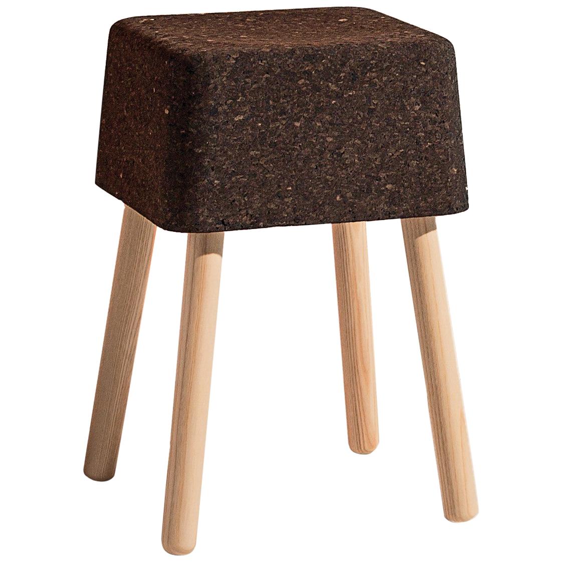 Bombetta Stool Cube Low, with Ash Legs and Dark Cork Seat by Discipline Lab For Sale