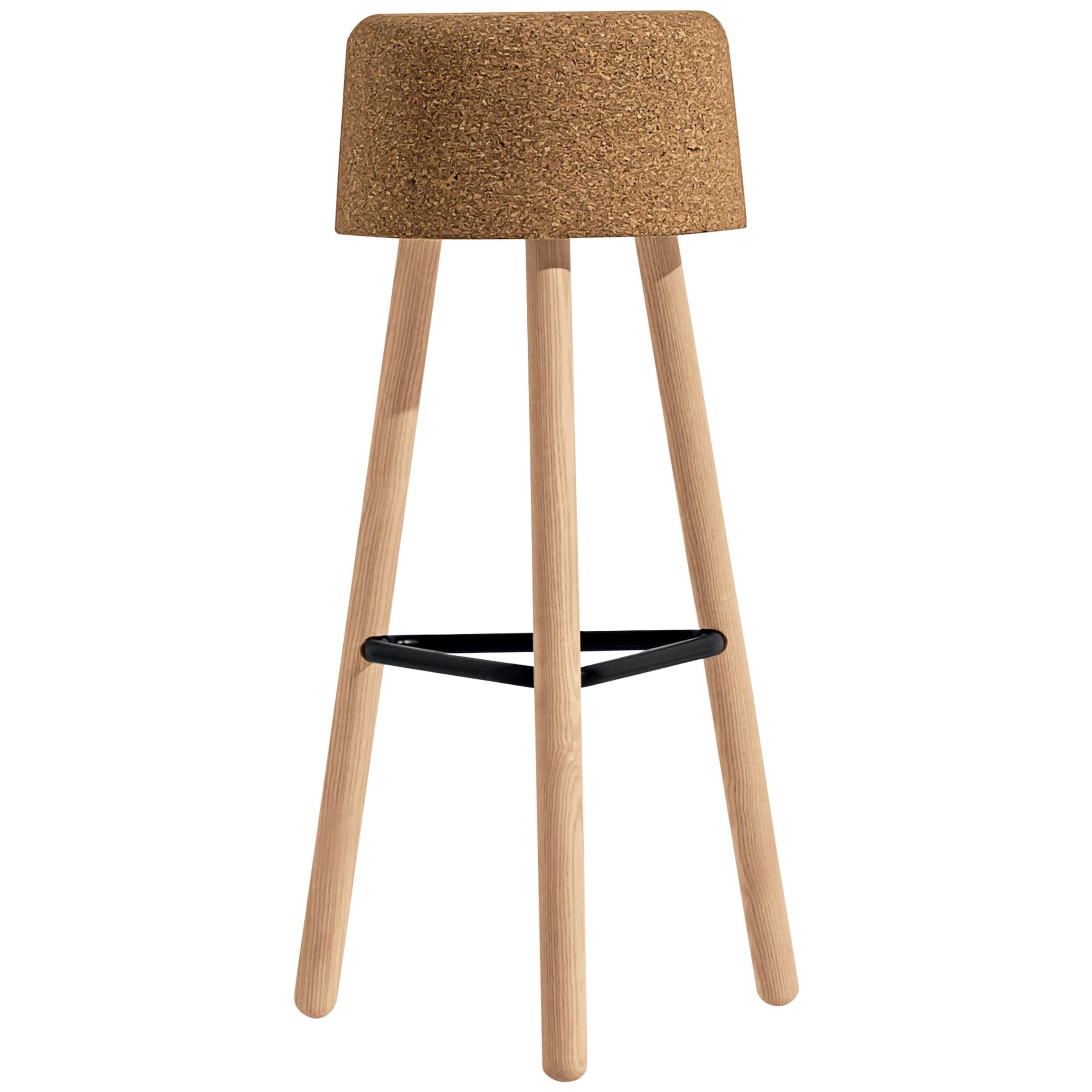 Bombetta Stool High, with Ash Legs and Natural Cork Seat by Discipline Lab For Sale