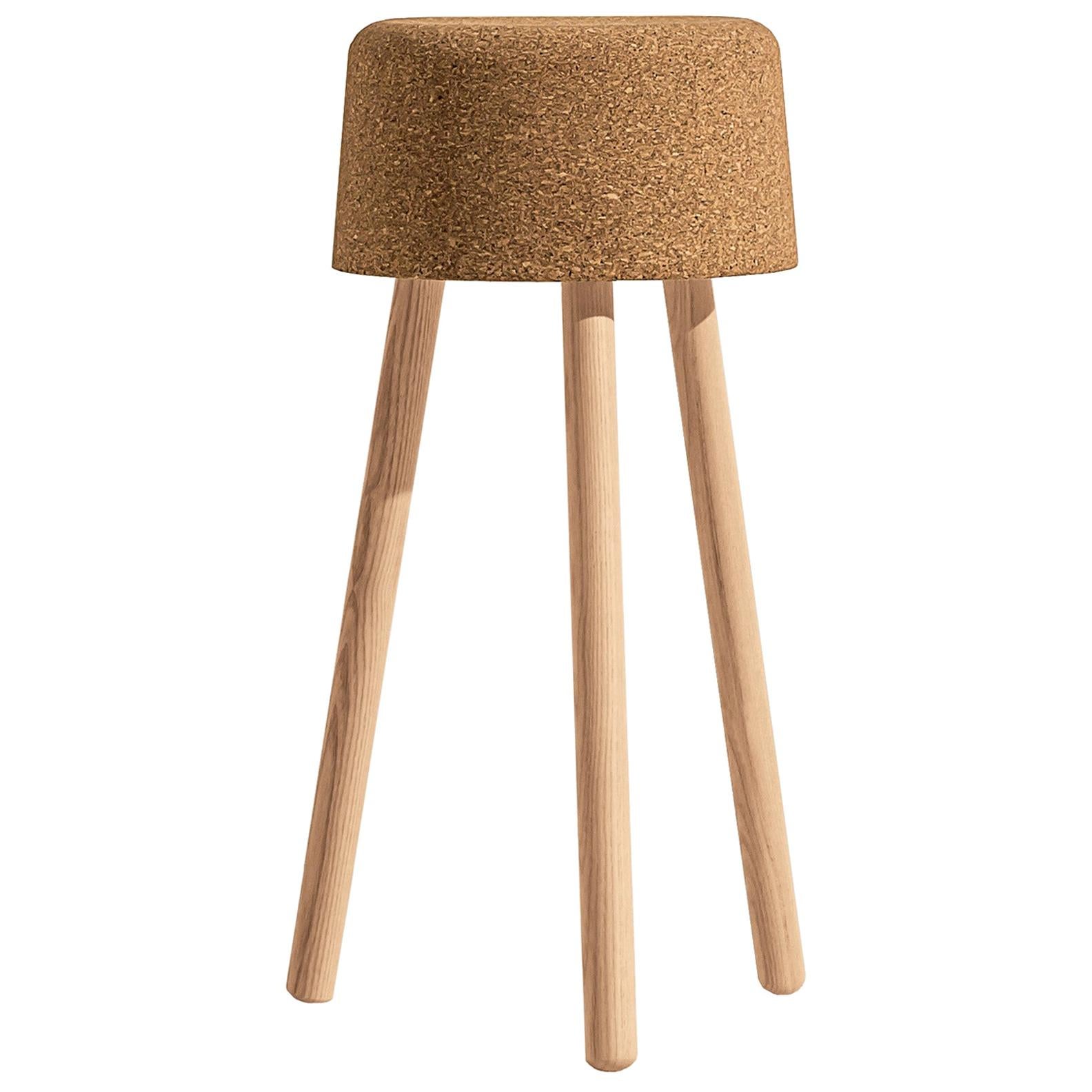 Bombetta Stool Medium, with Ash Legs and Natural Cork Seat by Discipline Lab For Sale