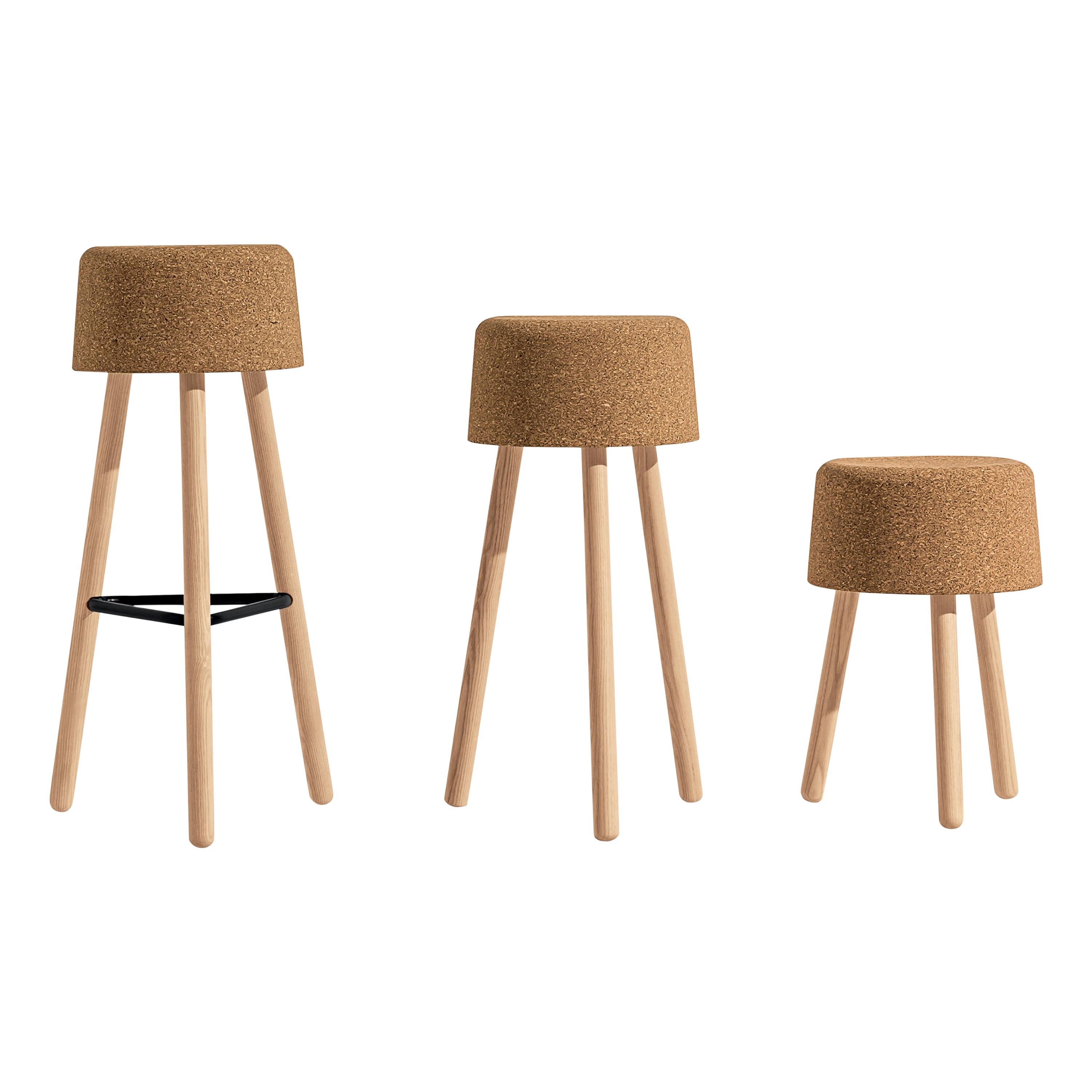 Bombetta Stool Set, with Ash Legs and Natural Cork Seat by Discipline Lab