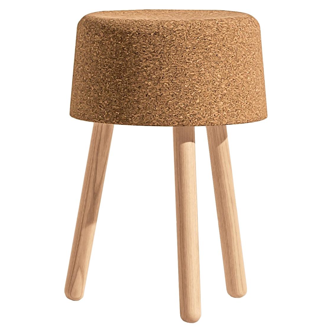 Bombetta Stool Low, with Ash Legs and Natural Cork Seat by Discipline Lab For Sale