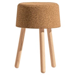 Bombetta Stool Low, with Ash Legs and Natural Cork Seat by Discipline Lab