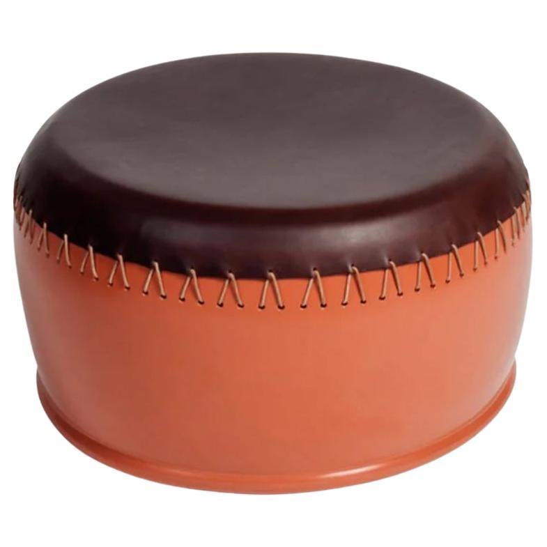 Mesa baja y taburete Bombo 3 de gres esmaltado y cuero by Oscar Maschera en venta