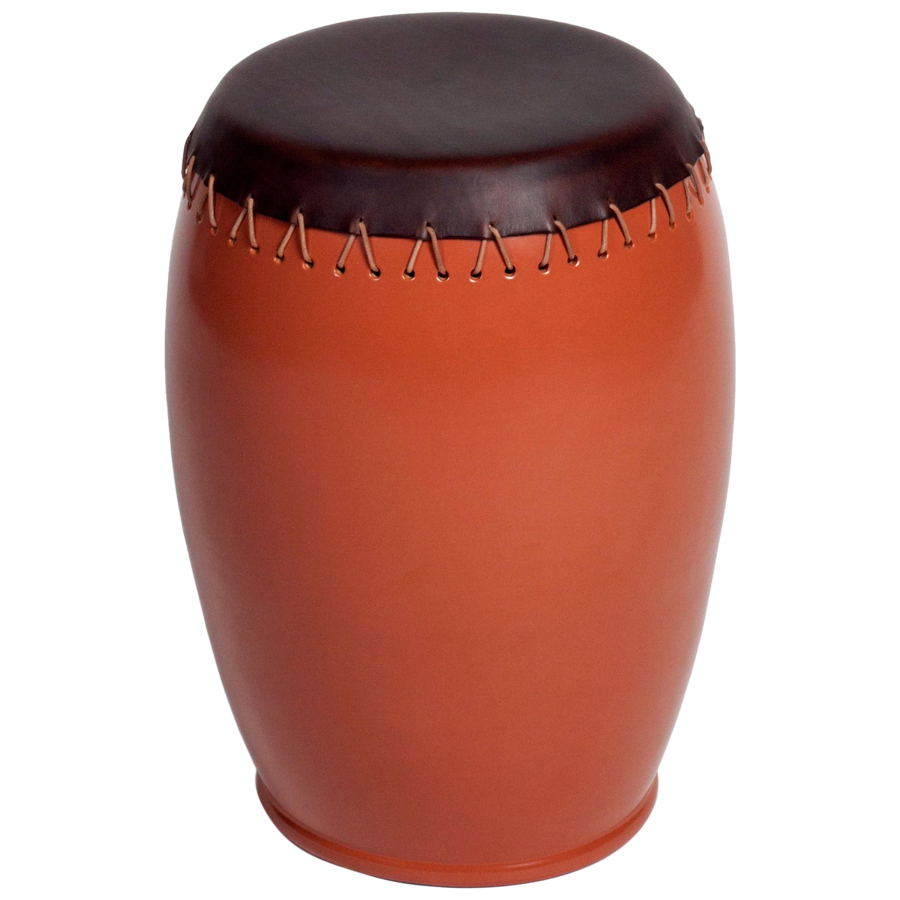 Bombo Leather Side Table by Nestor Perkal For Sale