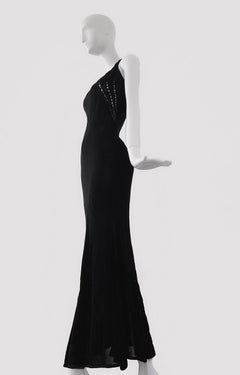 Bombshell Mugler Dress Black Summer Evening Gown V-Neck Sexy
