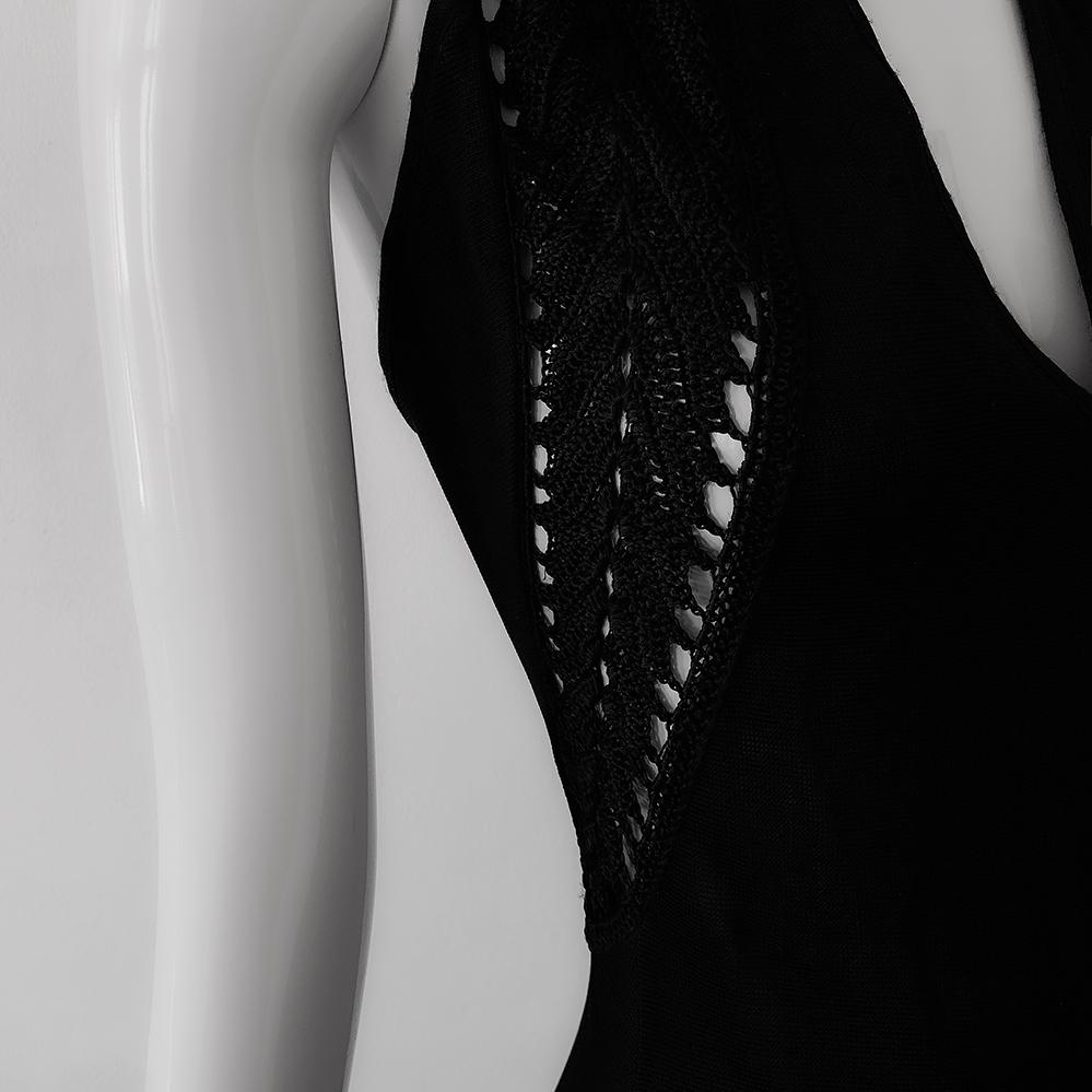 Women's Bombshell Mugler Dress Black Summer Evening Gown V-Neck Sexy  For Sale