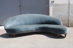 Bomerang Sofà Mid-century Italian Design Cesare Lacca 1950s Blu Velvet