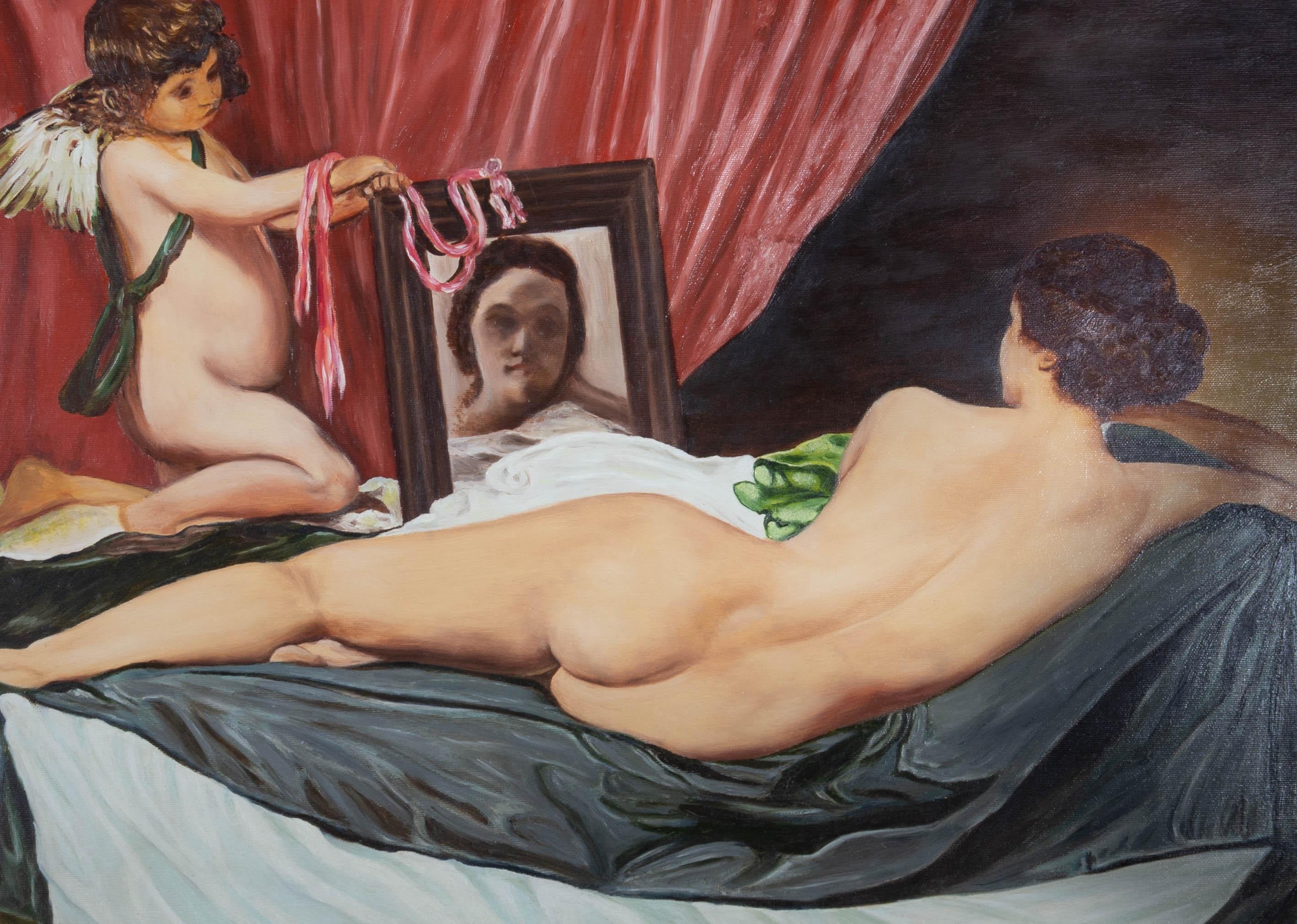 Bomior nach Diego Velazquez (1599-1660) - 1974 Öl, Rokeby Venus – Painting von Bomior after Diego Velazquez