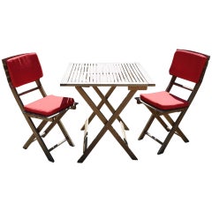 Vintage Bon Appétit! French Teak Bistro Indoor/Outdoor Folding Table and Chairs