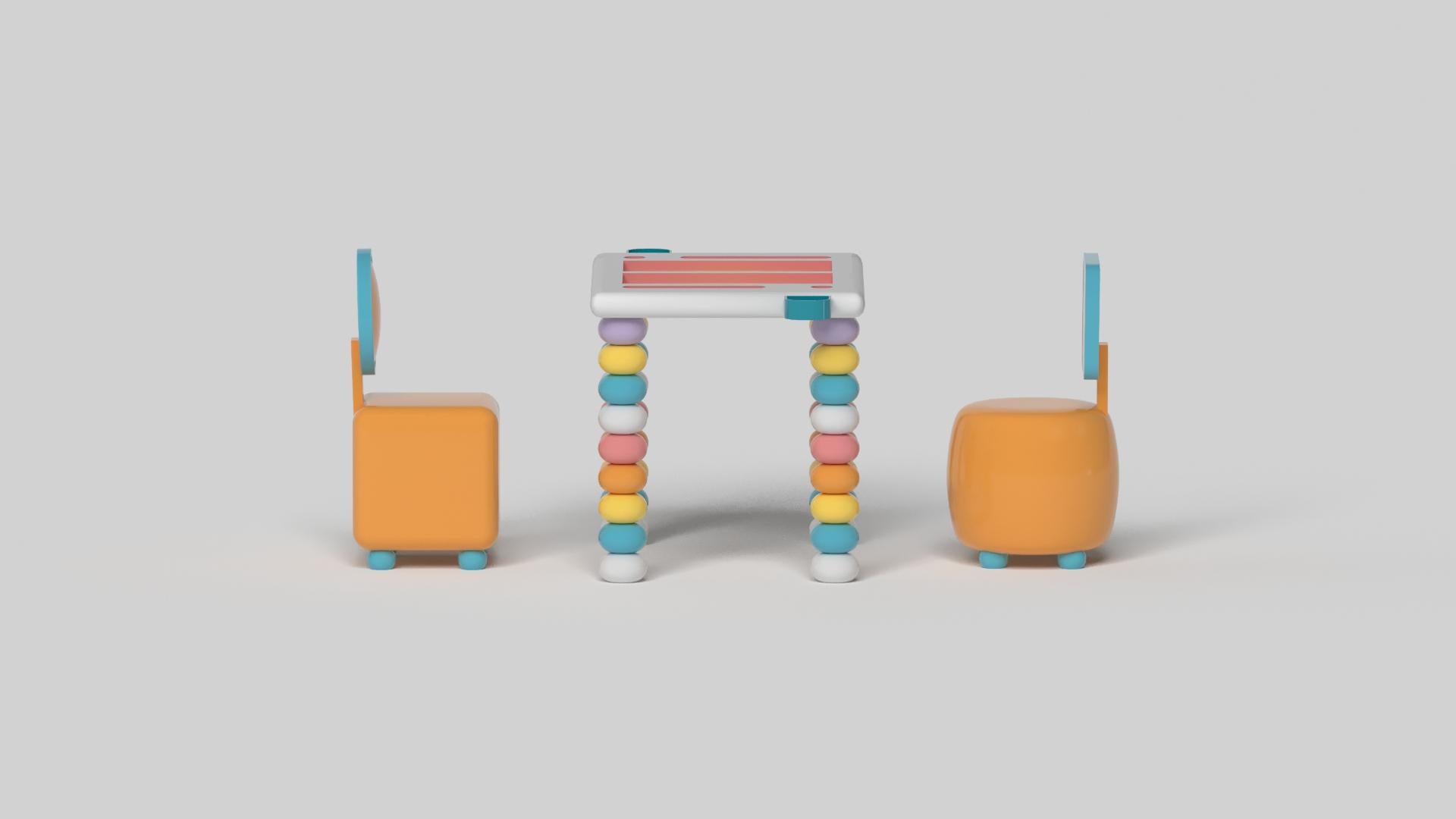 Supported by a series of stacked, pillowy forms as its base, the Bon Bon Backgammon Table is a masterful display of playful yet sophisticated design. Each layer is individually sculpted to create a smooth, rounded shape, accentuating the table’s