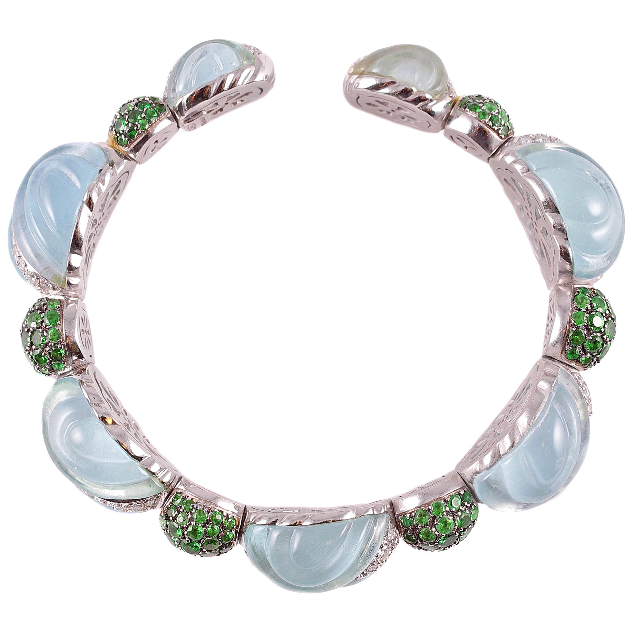 David Morris "Bon Bon" Bracelet  Aquamarine Tsavorite Diamond