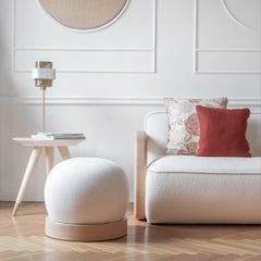 Bon Bon Round with Oak Base Pouf from the Collezione Riviera