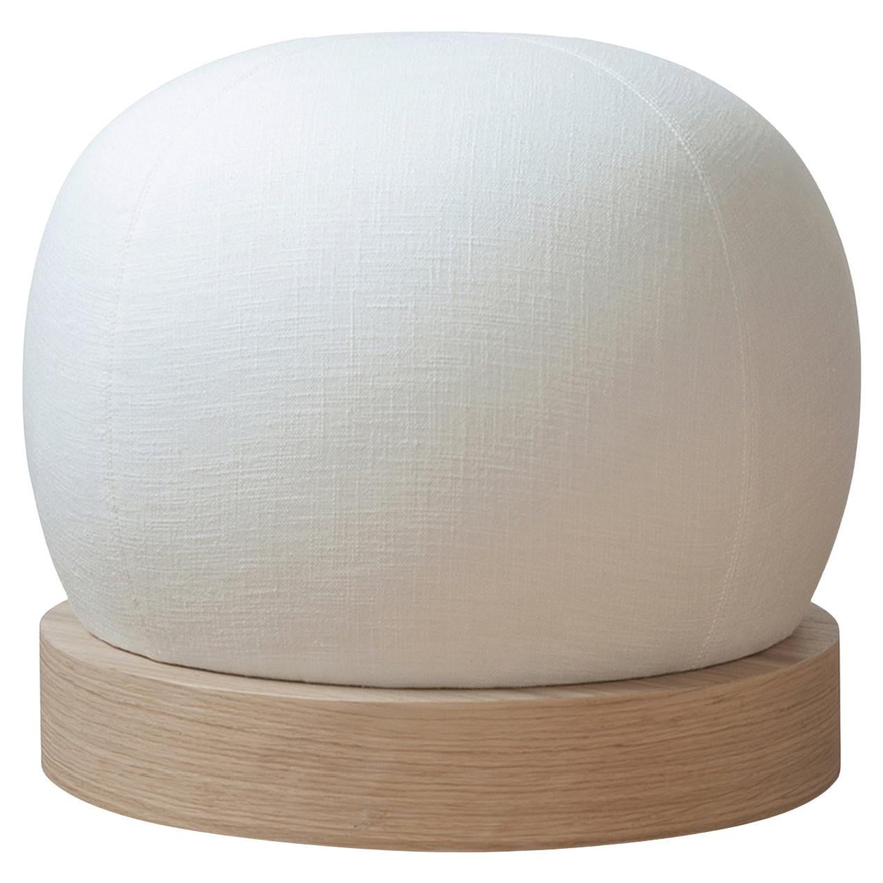 Bon Bon Round with Oak Base Pouf from the Collezione Riviera