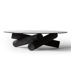 Bon Couchtisch von Ringvide, Schwarzes Öl, schwarze Glasplatte, skandinavisch