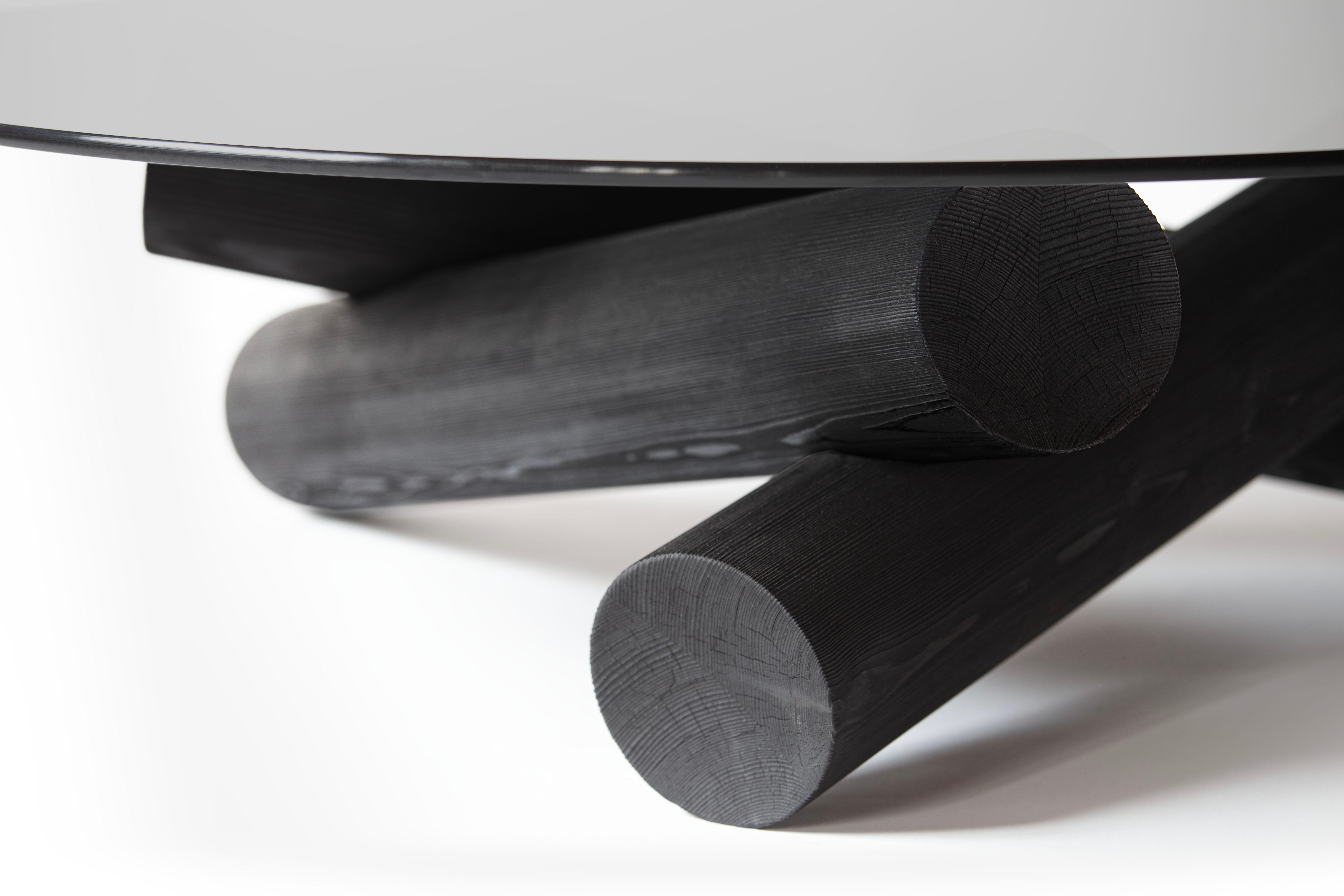 Bon Coffee Table from Ringvide, Black Oil, Black Glass Top, Scandinavian In New Condition For Sale In Visby, SE