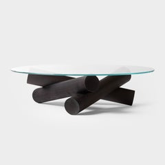 Bon-Couchtisch von Ringvide, schwarzes Öl, transparente Glasplatte, skandinavisch