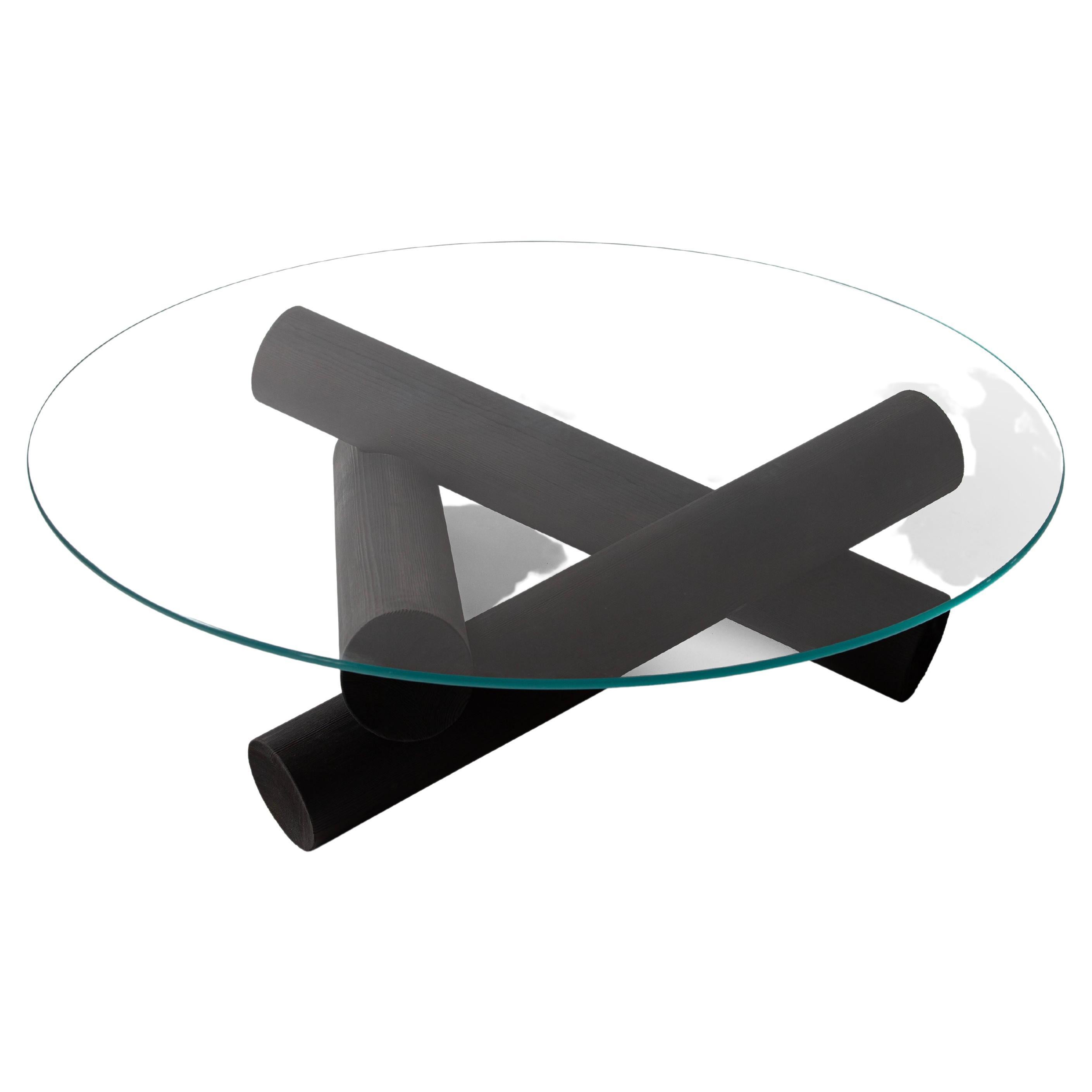 Bon Coffee Table from Ringvide, Black Oil, Transparent Glass Top, Scandinavian For Sale