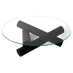 Table basse Bon de Ringvide, huile noire, plateau en verre transparent, scandinave