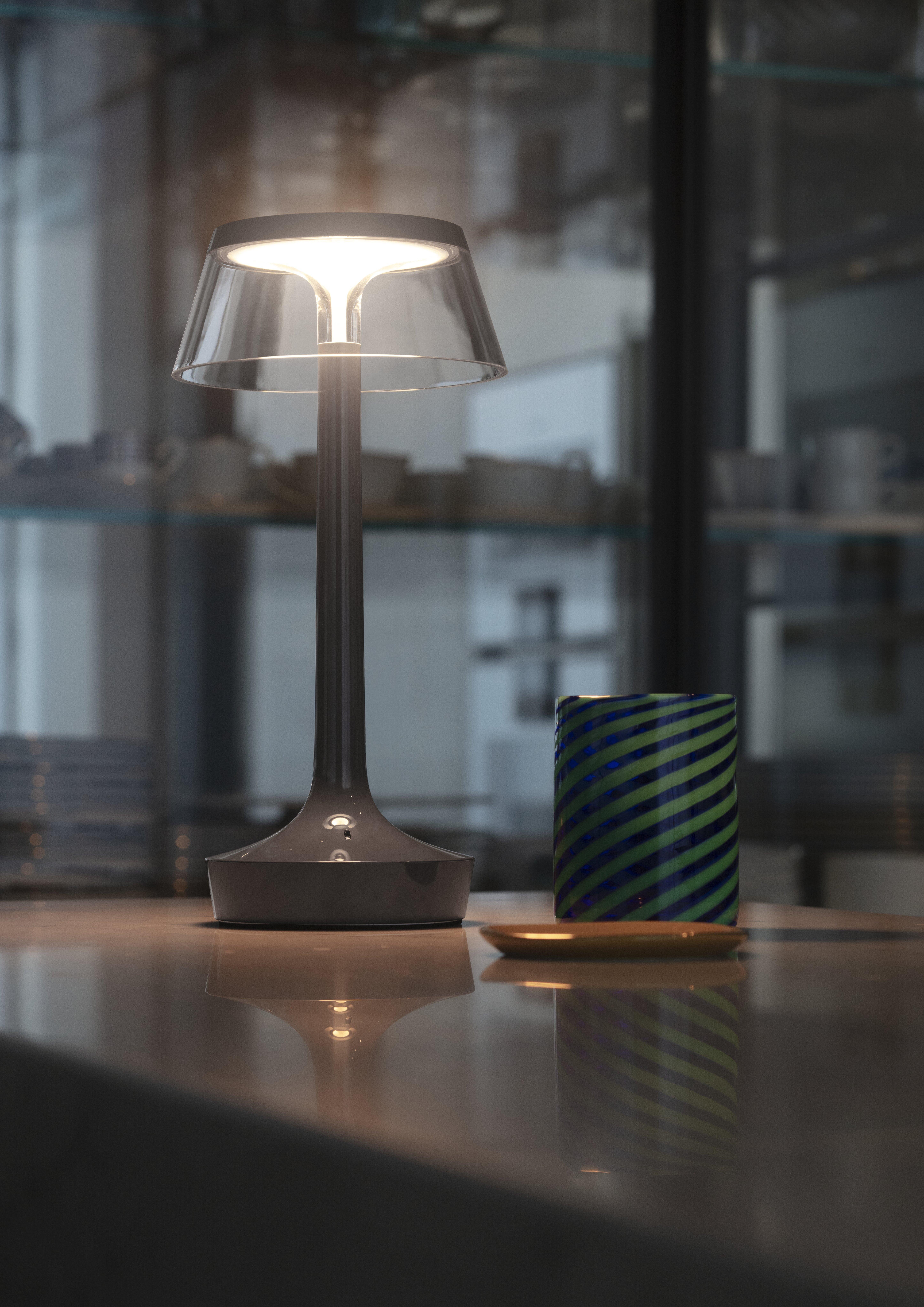 Bon Jour Unplugged Tischleuchte in Schwarz Chrom & Krone in Amber, 2025 (Chinesisch)