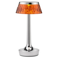 Bon Jour Unplugged Table Lamp in Chrome & Crown in Amber