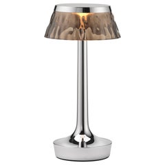Bon Jour Unplugged Table Lamp in Chrome & Crown in Fumee