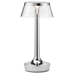 Bon Jour Unplugged Table Lamp in Chrome & Crown in Transaparent