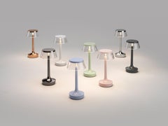 Bon Jour Unplugged Table Lamp in Chrome & Crown in Transparent, 2025